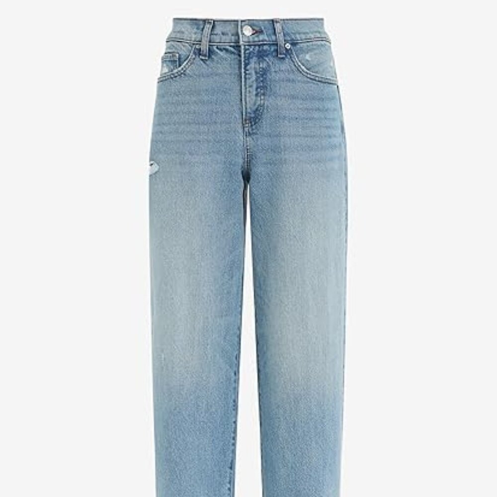 EXPRESS Women's High Waisted Light Wash Wide Leg Ankle Jeans